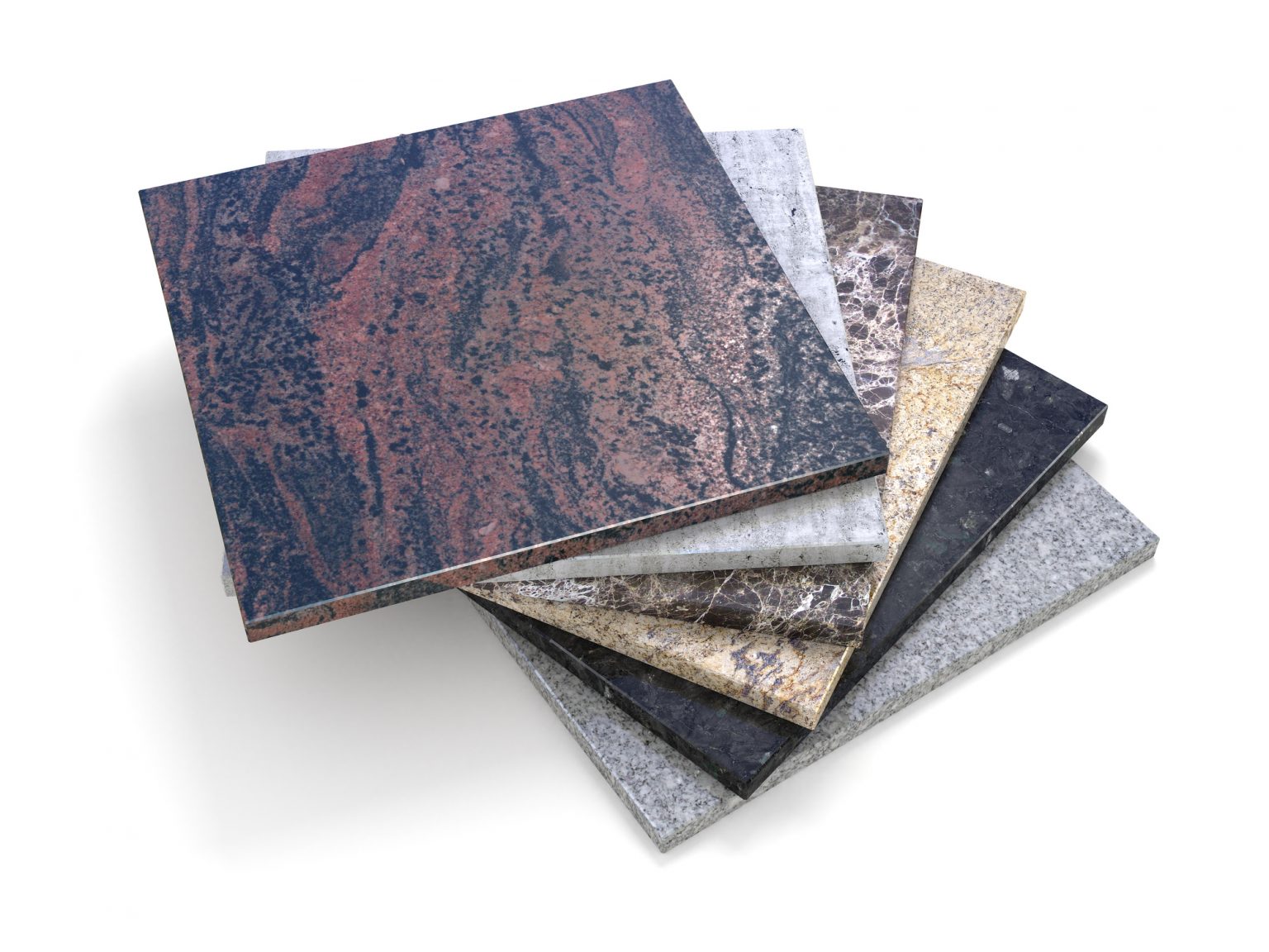 Natural stone tiles Marble granite samples stack -clipping path ( Timeless Stone Fabrication )
